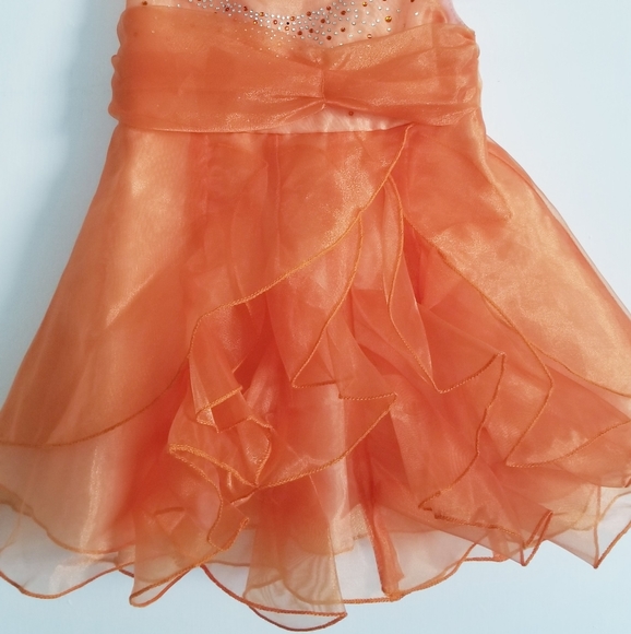 Coral Formal Dress with Rhinestones - Picture 9 of 16